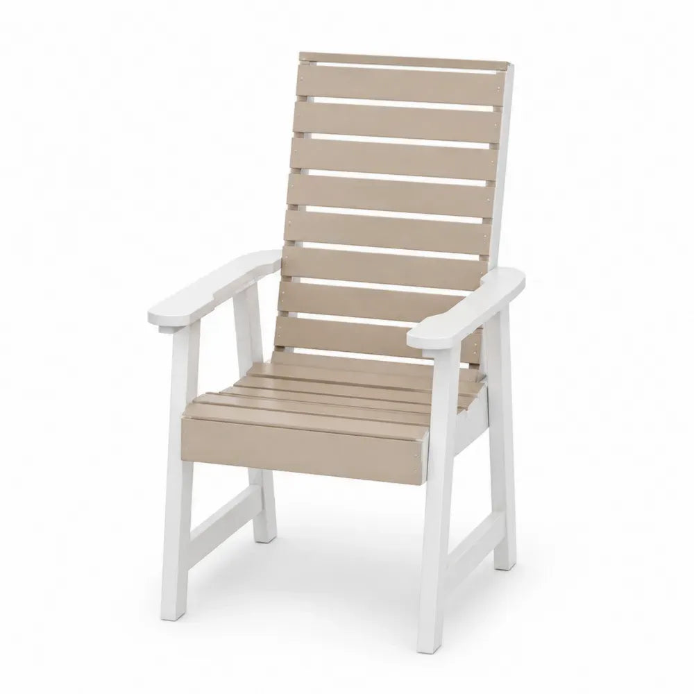Gartenstuhl mit Armlehnen aus Kunststoff Beige/Weiß