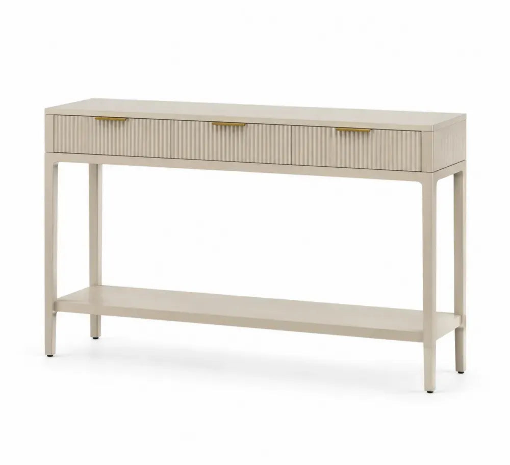 Konsolentisch Holz Beige 120x30x80 cm mit Regal