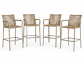 4er-Set Barstuhl mit Armlehnen aus Aluminium und Polyesterseil Beige