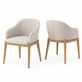Esszimmerstuhl Set 2er Creme Stoff Eiche
