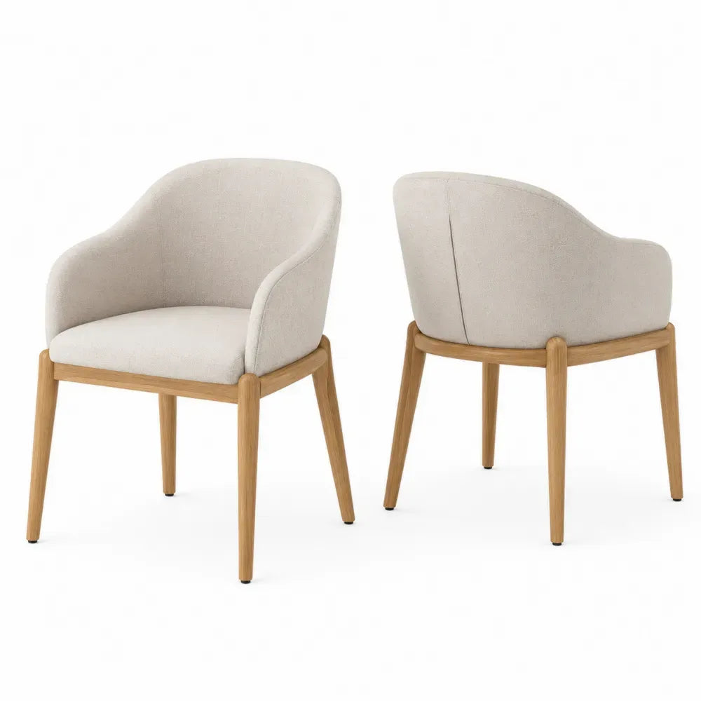 Esszimmerstuhl Set 2er Creme Stoff Eiche
