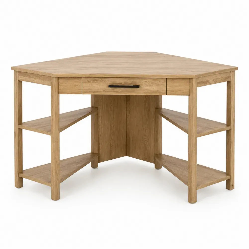 Eckschreibtisch aus Eichenfurnier mit Regalen 140x120x75 cm