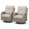 2-teilige Polyrattan-Gartenstühle Beige mit Kissen und Drehfunktion