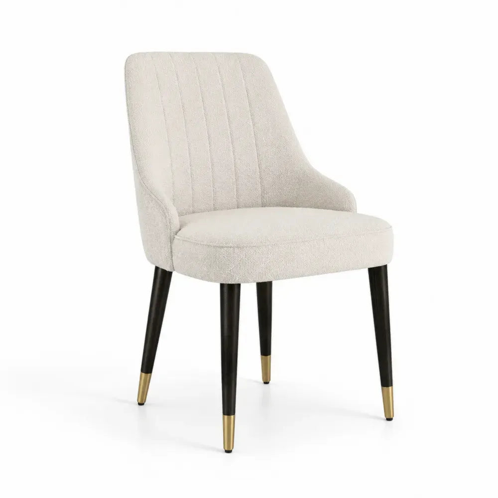 Esszimmerstuhl Beige Polyester Schwarze Metallbeine
