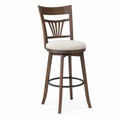Barhocker Holz Leinen Dunkelbraun/Beige