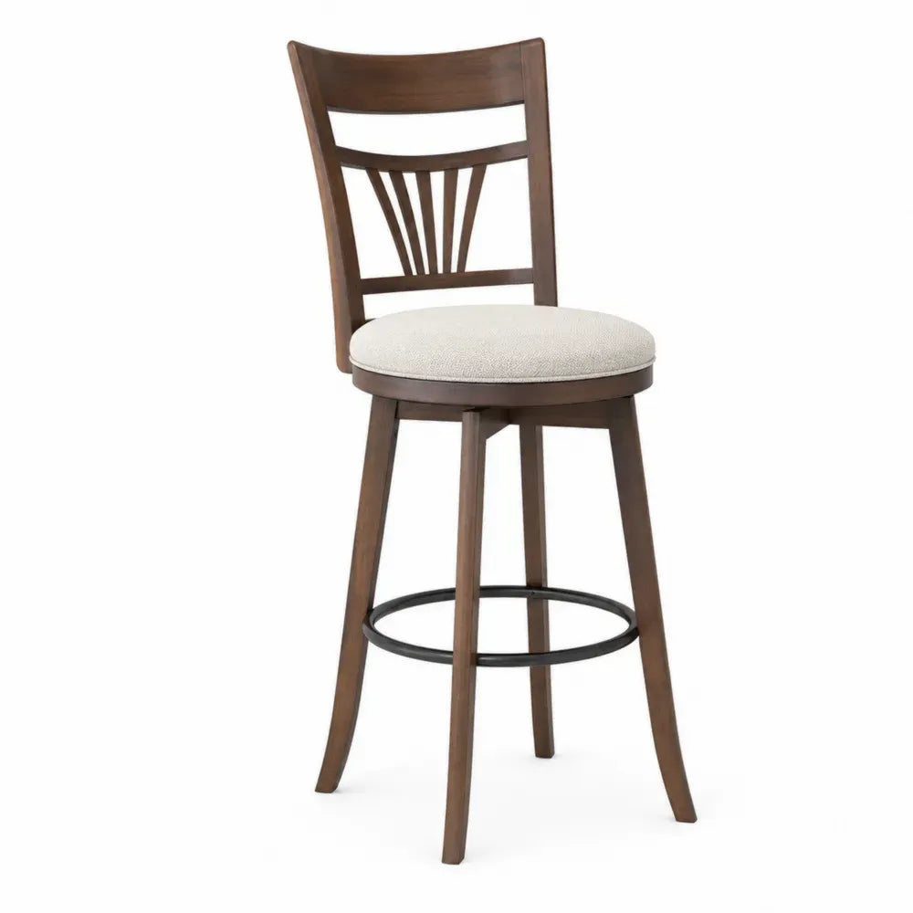 Barhocker Holz Leinen Dunkelbraun/Beige