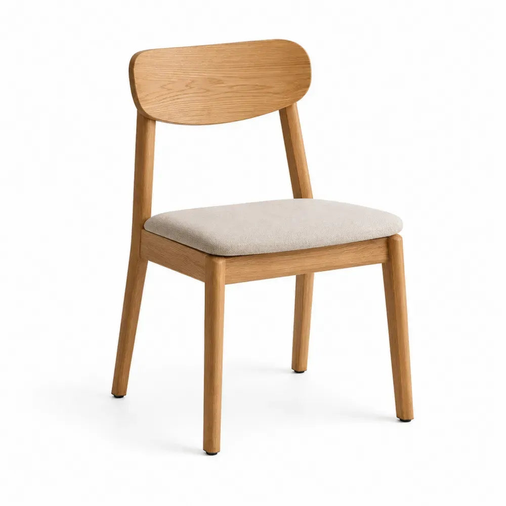 Esszimmerstuhl Eichenholz Beige Stoff 45x50x85 cm
