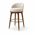 Barhocker aus Eichenholz und Stahl, Beige