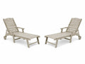 2er Set Sonnenliegen aus Kunststoff mit Rädern Beige
