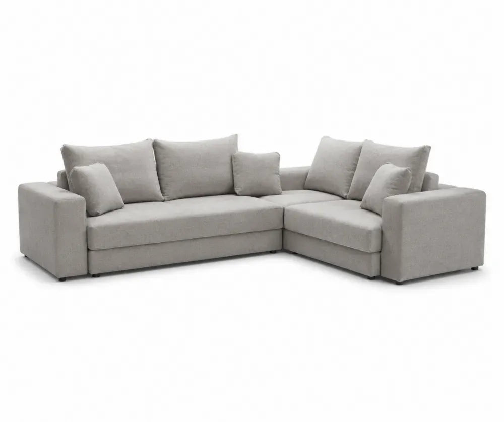 Ecksofa in Grau mit Holzrahmen, 250 cm L-Form