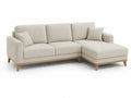 Ecksofa Creme Polyester Eichenholz 250cm