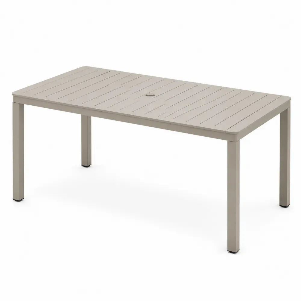 Rechteckiger Gartentisch aus Metall Beige 150x90x75cm