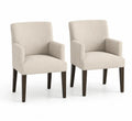 Esszimmerstühle 2er Set Beige Stoff Eiche