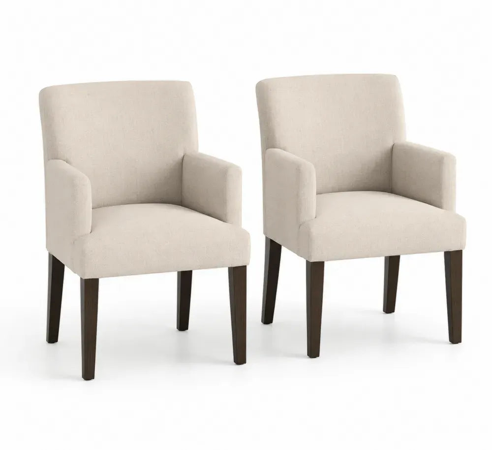 Esszimmerstühle 2er Set Beige Stoff Eiche