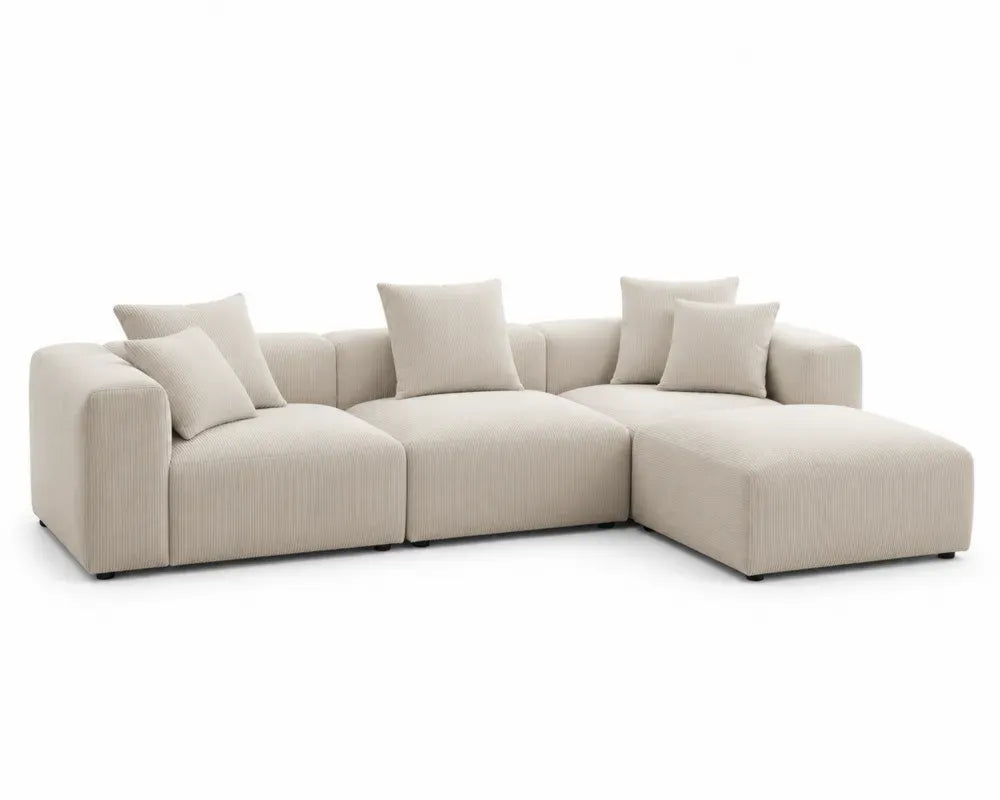 Modulares Ecksofa aus Cord in Creme