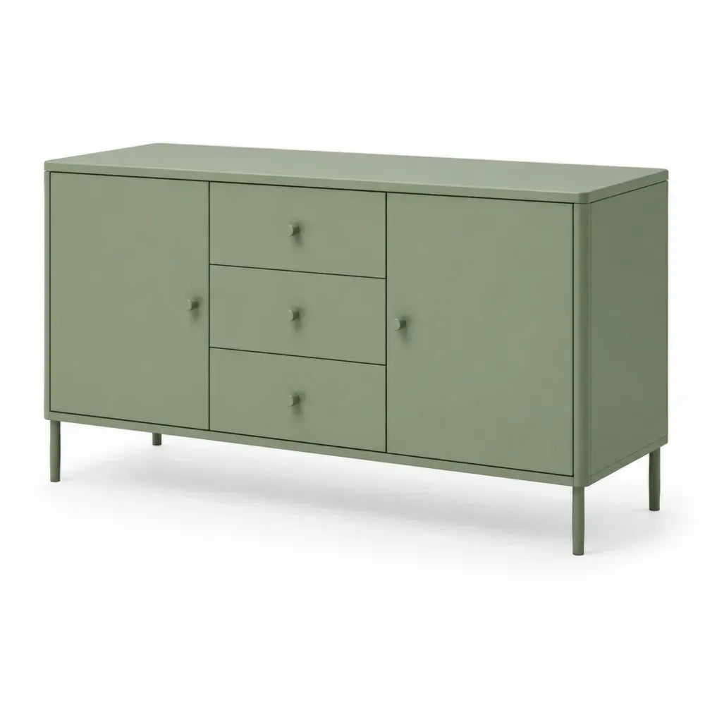 Metall Sideboard mit 3 Schubladen und 2 Türen, grün