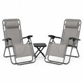 Gartenmöbel Set 2 Liegestühle Stahl Textilene Polyester Tisch Kunststoff Grau