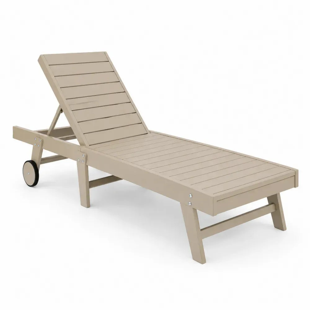Aluminium Gartenliege Beige verstellbar mit Rollen