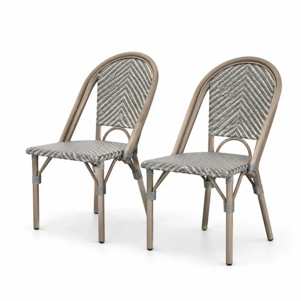 2er Set Stühle Aluminium Polyethylen Beige/Grau 90 cm