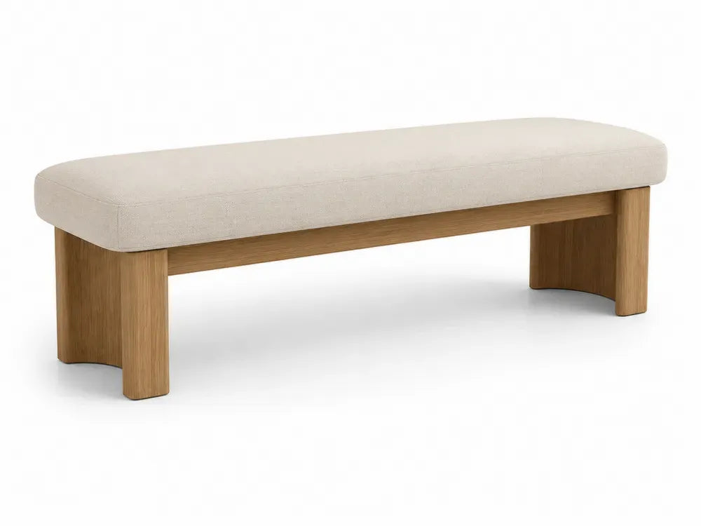 Bank aus Leinenstoff Beige 140 cm Eichenholz