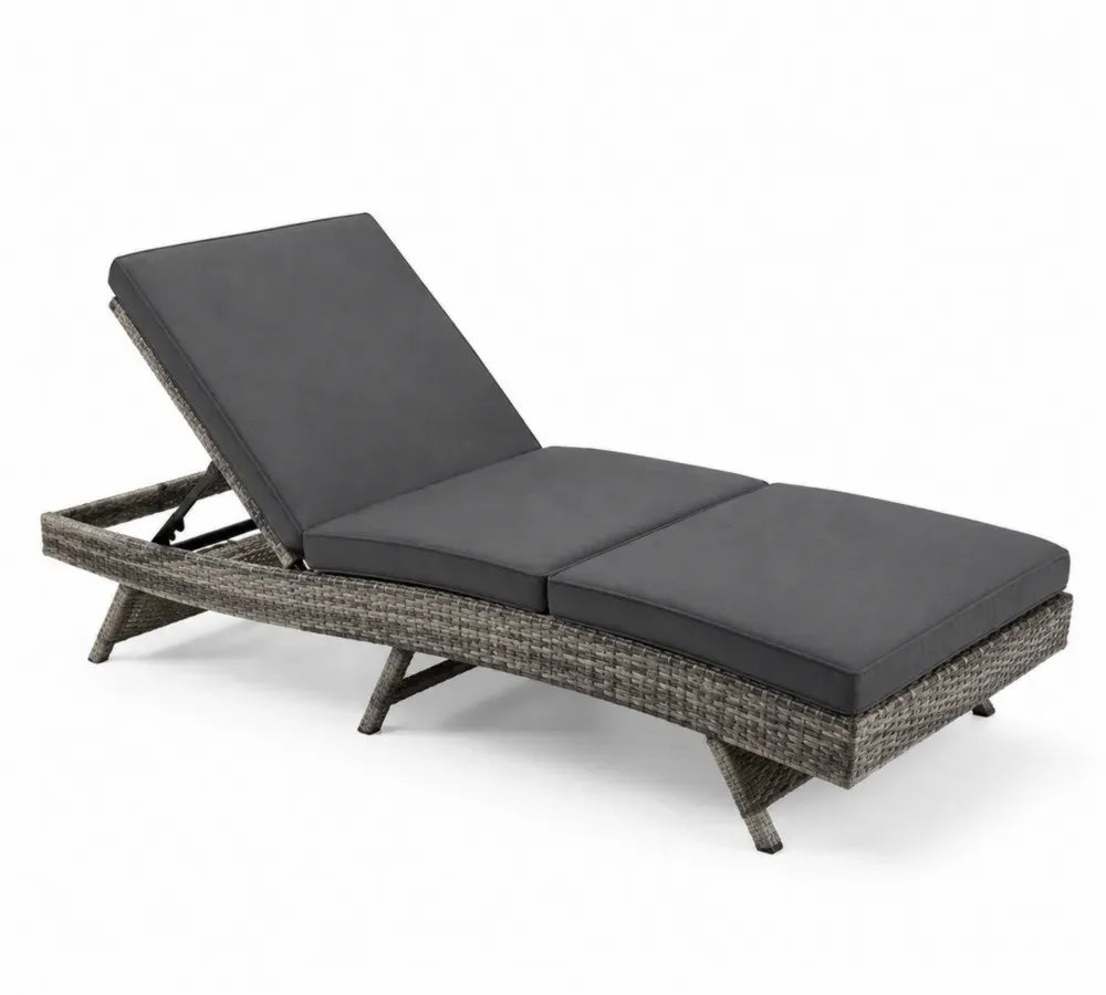 Gartenliege Rattan Liegestuhl Grau Verstellbar Stahl Polyester Polyethylen 200cm