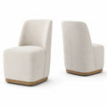 Esszimmerstühle Set 2 Stück Leinen Holzsockel Creme