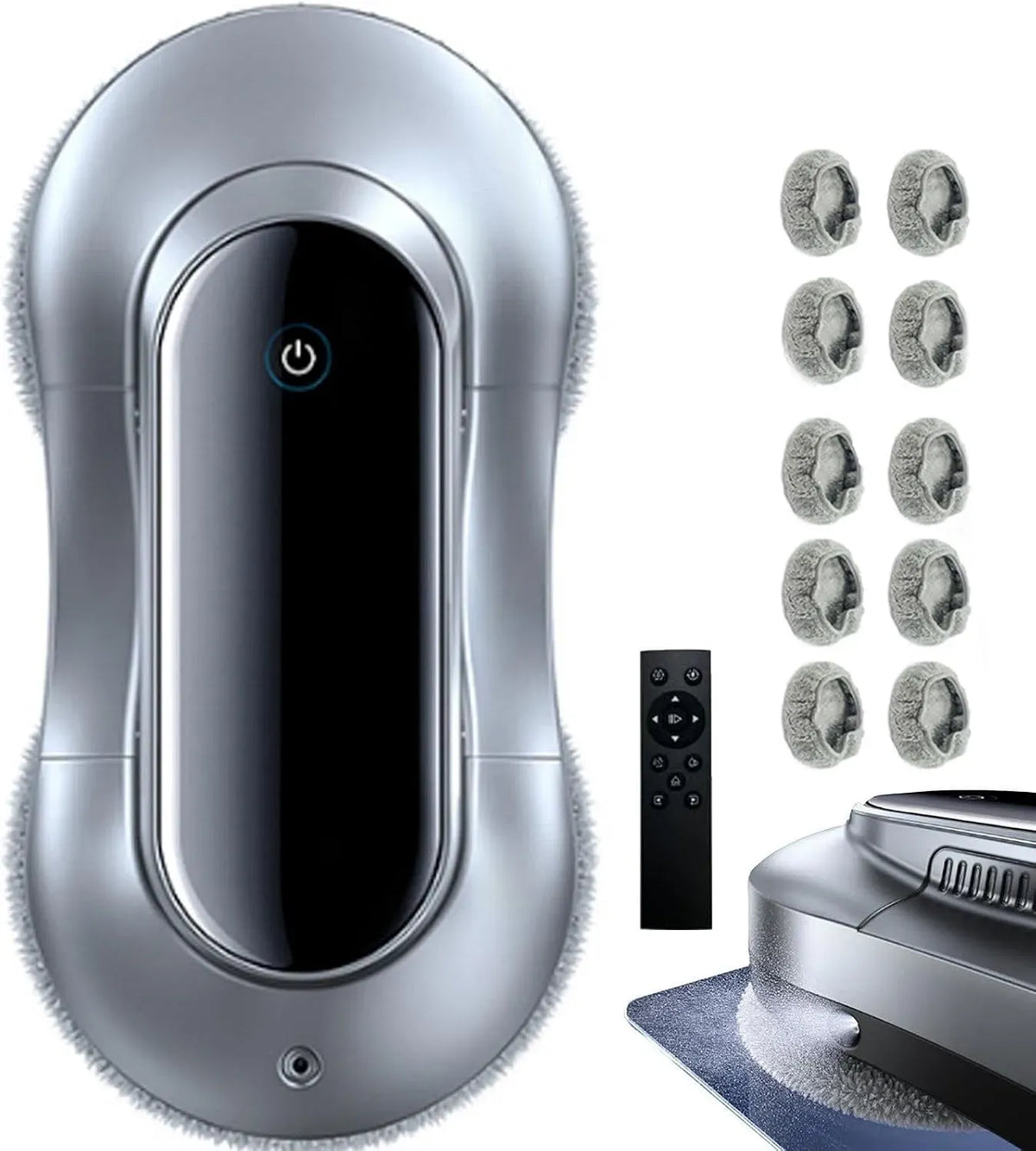 Staubsauger, Silber, Automatischem 70 Ml/Fernbedienung, 10 ReinigungstüChern/Sicherheitsseil