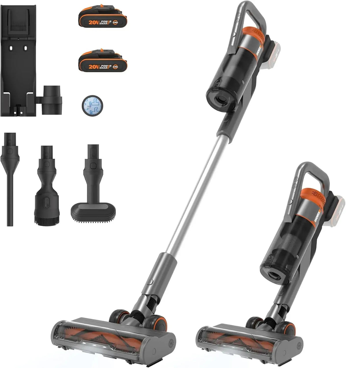 Staubsauger, 20 V, WORX, 2x2Ah Akkus & Dual, elektrisches Staubsauggerät, 20V Akku Staubsauger WX038