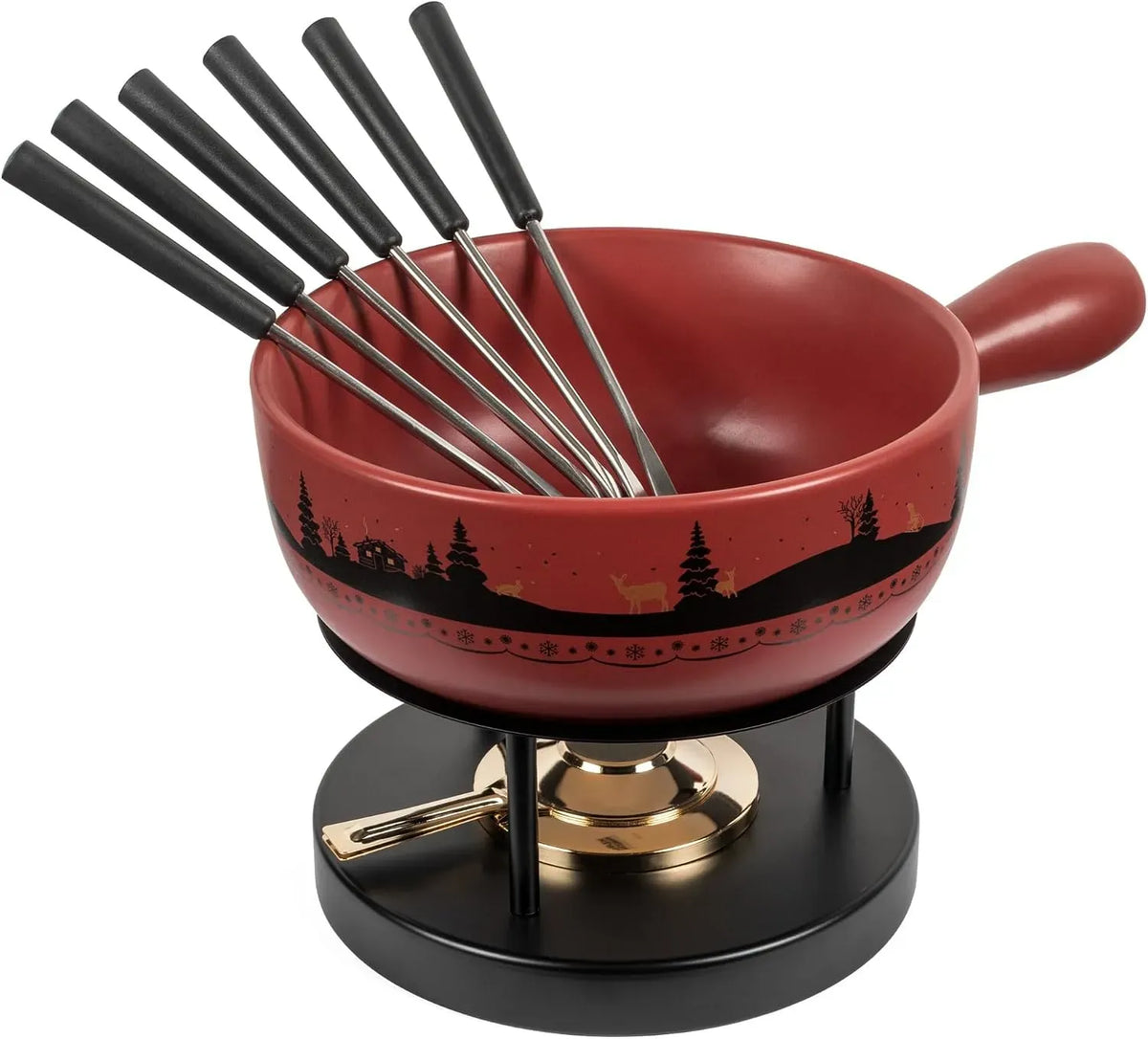 Käsefondue, 23 cm, 2.6 L, Rot, KUHN RIKON, Käsefondue Set Winterwonderland rot Ø 23 cm