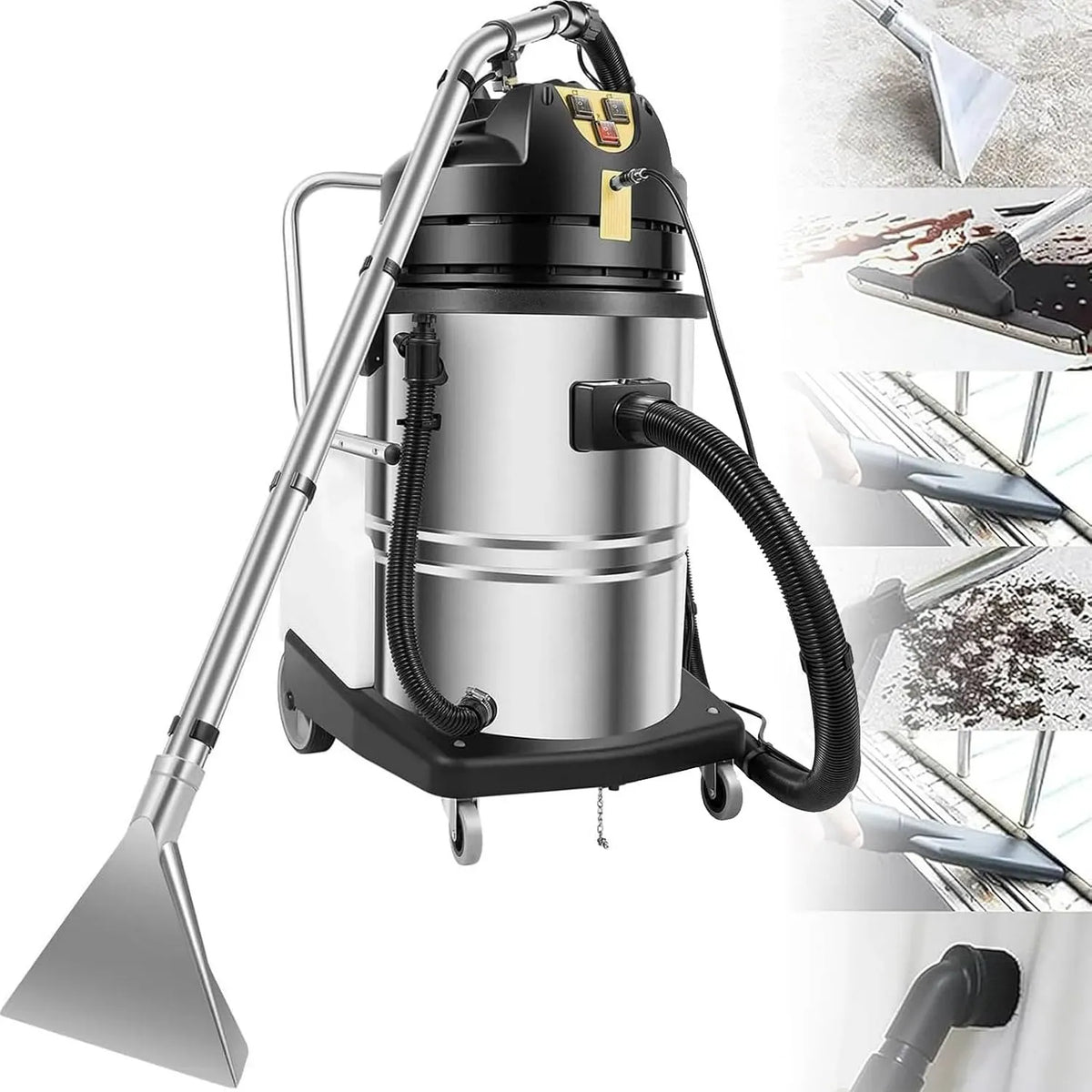 Saug-Polsterreinigungsmaschine, Teppichreinigungsmaschine, Teppich- und Polsterreiniger, 60 l, Edelstahl, für Teppiche, Gewerbliche