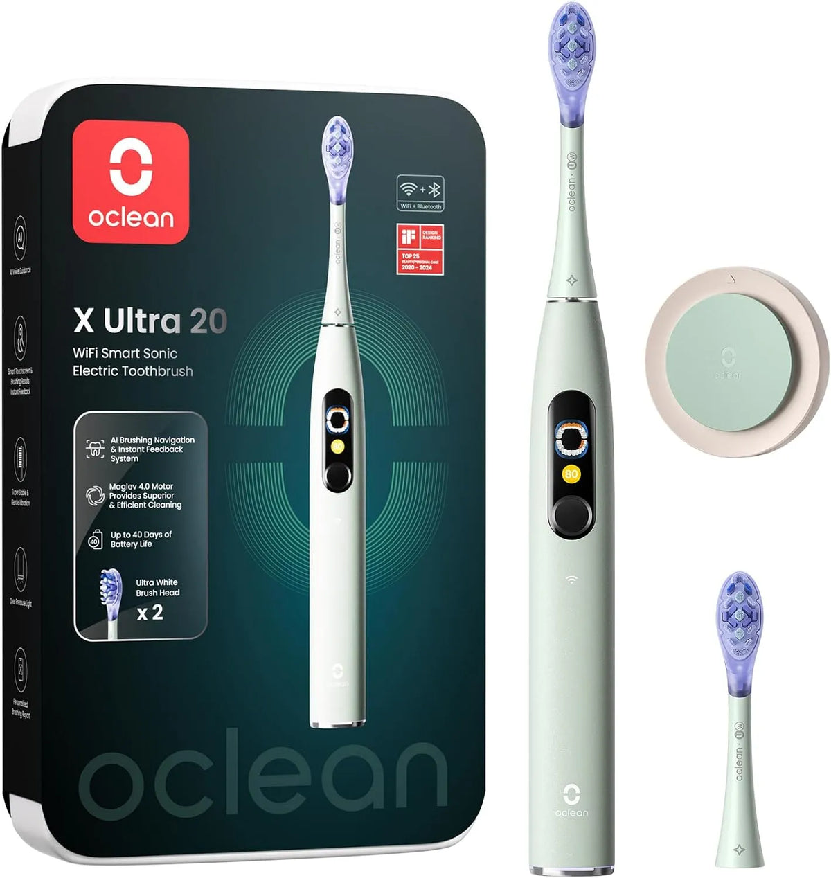Bürste, WLAN, Grün, Ultra, WiFi, Elektrische, Oclean X Ultra 20 WiFi Elektrische Bürste