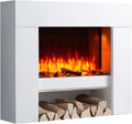 3D-Flammeneffekt Elektrokamin, elektrischer Kamin, 3D-Optik, Weiß, BALDERIA