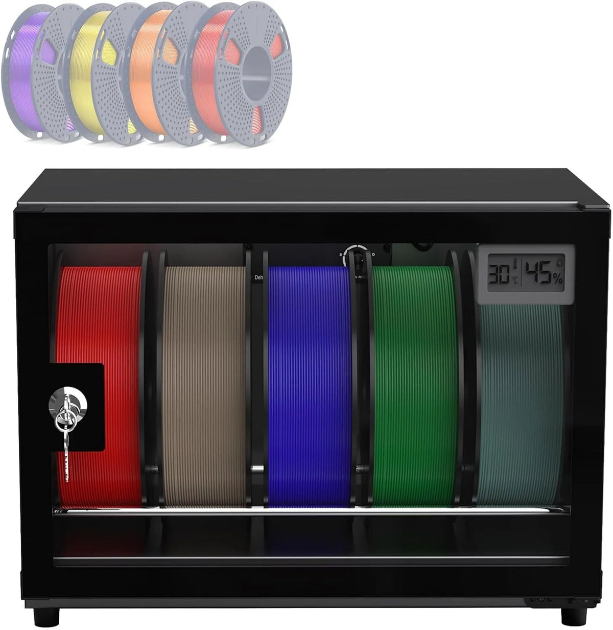 Drucker, 25 L, 3D-Optik, 25L Luftentfeuchter Box mit Einstellbarer Luftentfeuchtung, kompatibel mit PLA PETG ABS TPU, RH25%-RH60%, hält 5 Spulen