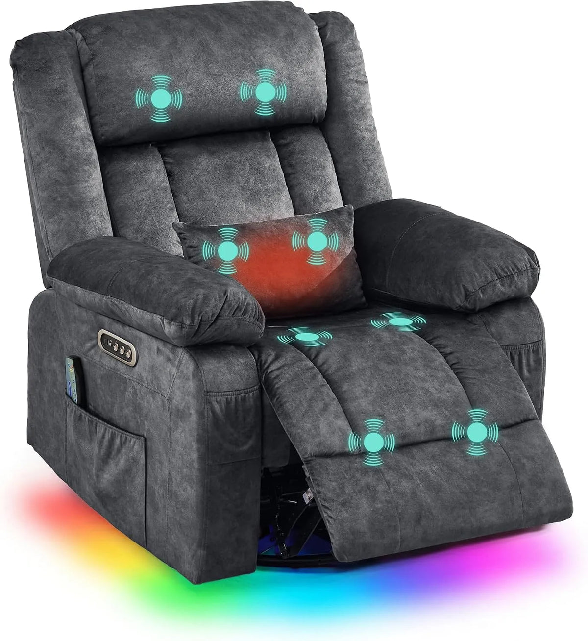 Relax- und Massagesessel, Wohnzimmergestaltung, USB, Grau, RGB-Licht