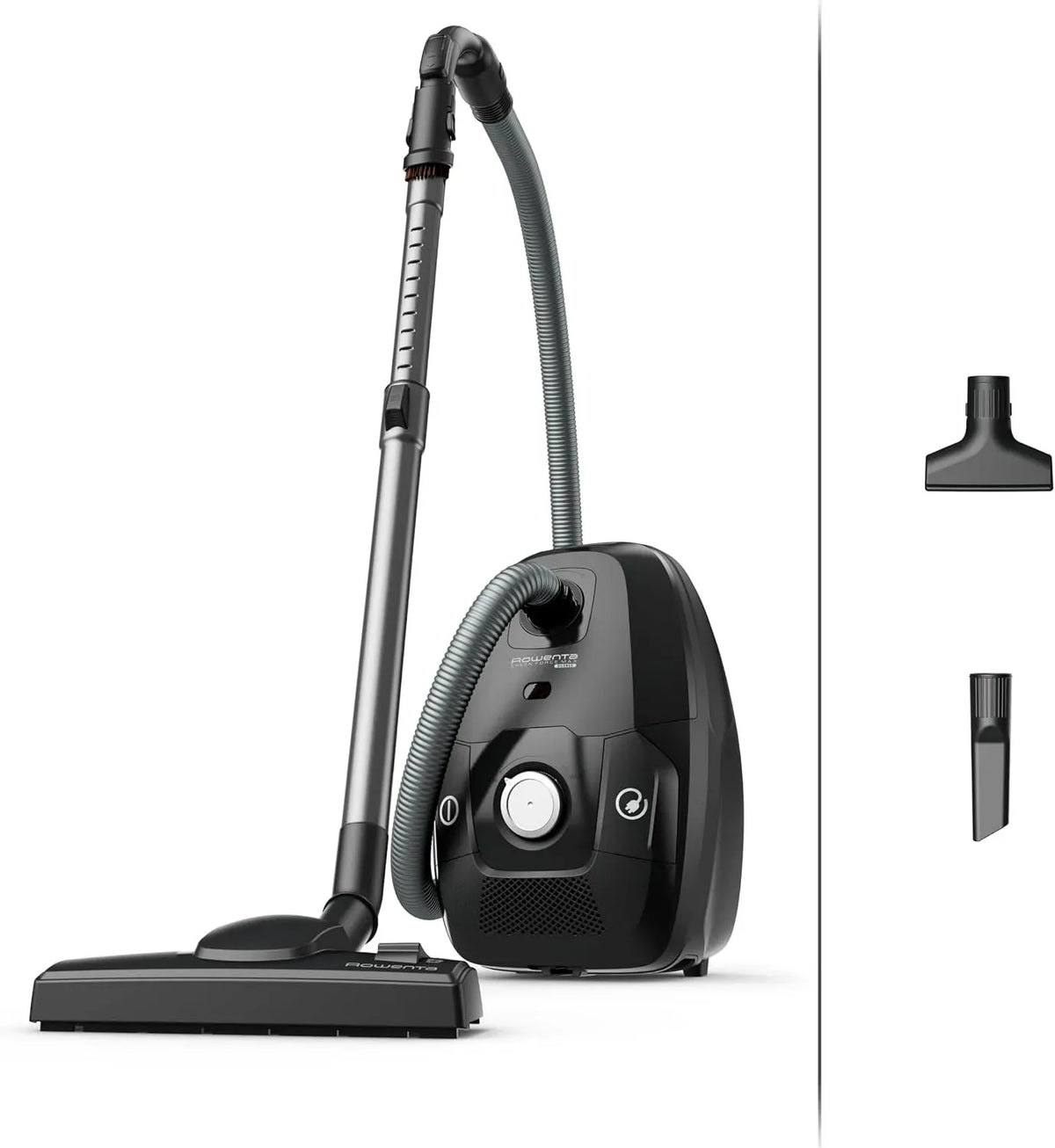 Rowenta RO6136 Staubsauger, 4,5 L, 900 W, leise, Schwarz, 99,98 Prozent HEPA-Filterung, 12 m Aktionsradius, 4,5 L Staubbeutel