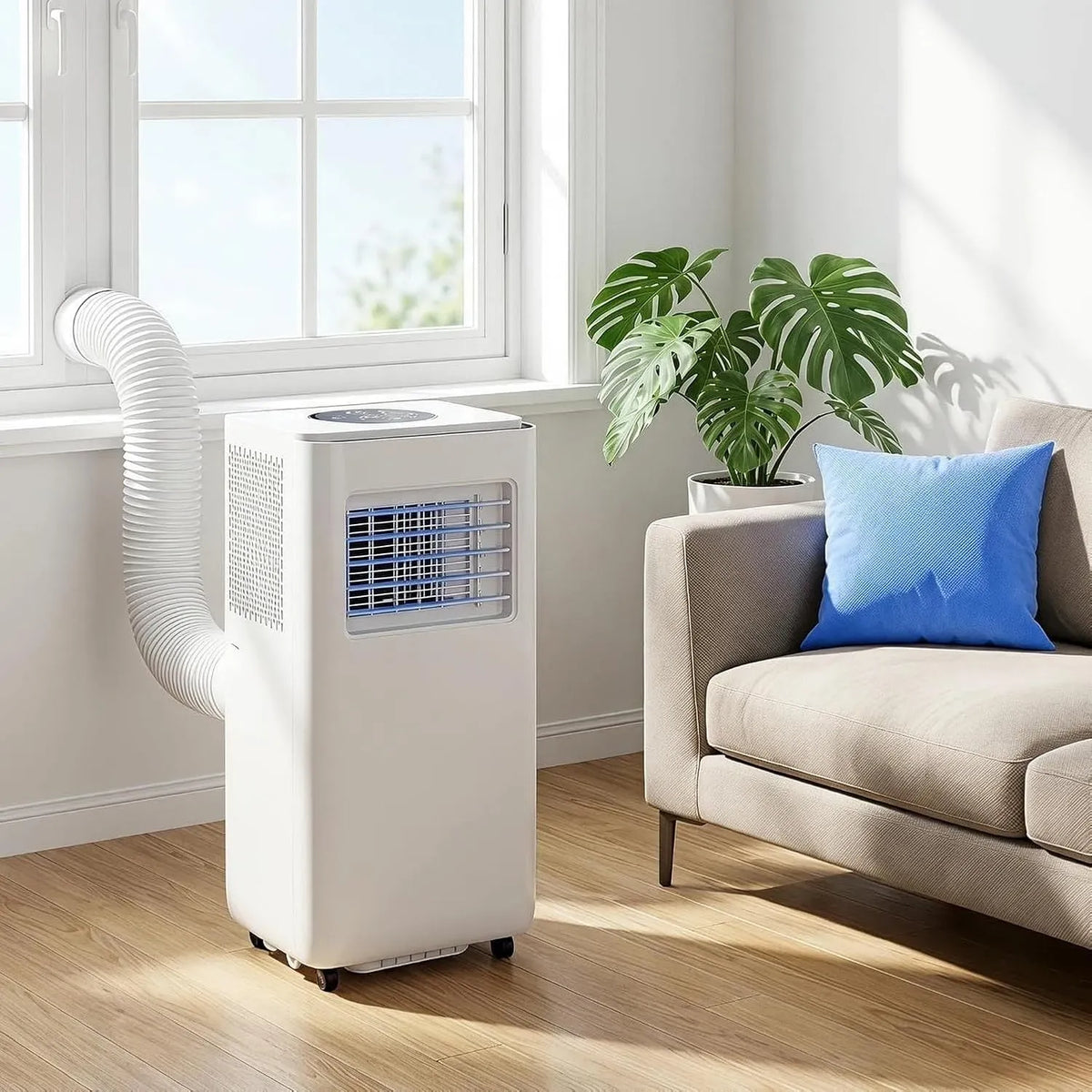 Klimaanlage 24H, tragbar, Timer, Oszillation, bedienbar ab 300 Quadratfuß für kühle, kühlt 300 sq, 120° Oszillation, 13000 BTU, 2 Gebläse