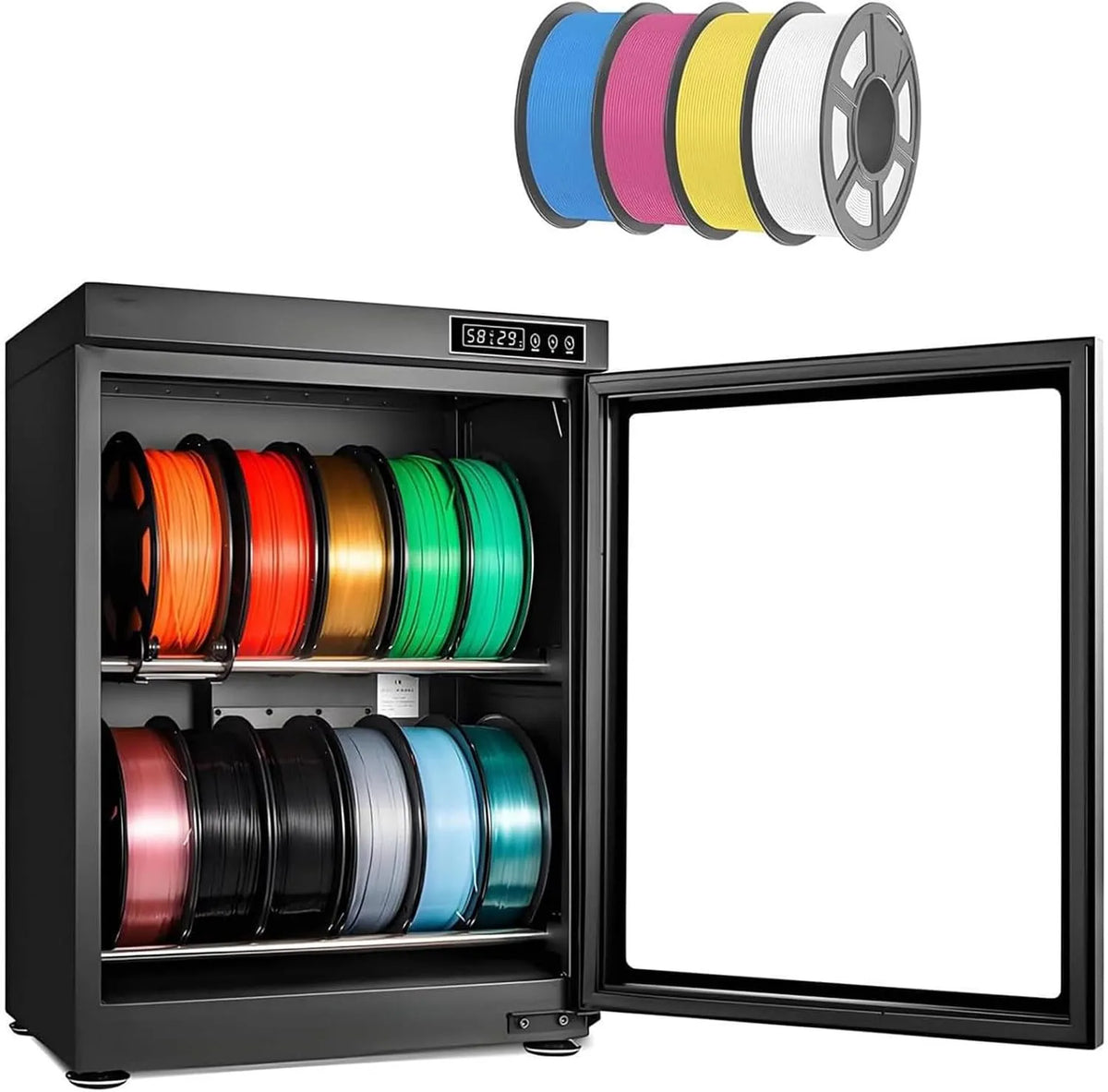 Luftentfeuchter TPU 70L 3D-Druckmaterialien, 70 L, Transportrollen, 3D-Optik, Fasst 10–12/15-21 Rollen à Filament