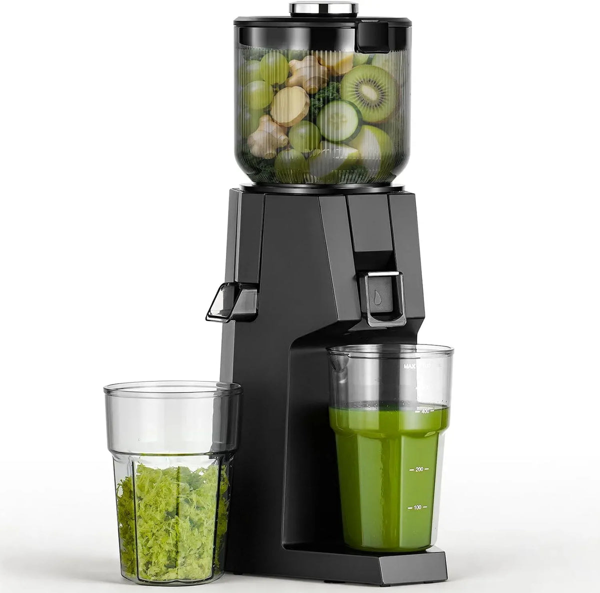 Entsafter, 200 W, AAOBOSI, Schwarz, Slow Juicer mit 700ml BPA-Frei Behälter für Obst Gemüse