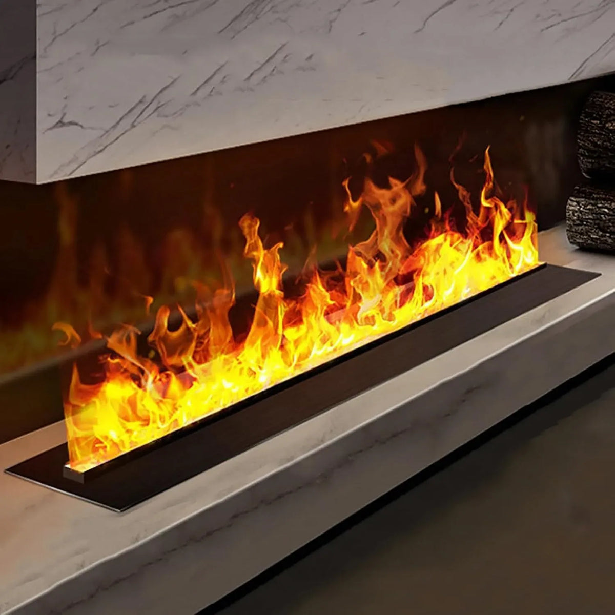 3D-Wasserdampfkamin Zerstäubungskamin, Einbau-Dampfkamin, Wasserkamin, Heizung, 150cm, 150 cm, App, 3D-Optik, Wärmefunktion