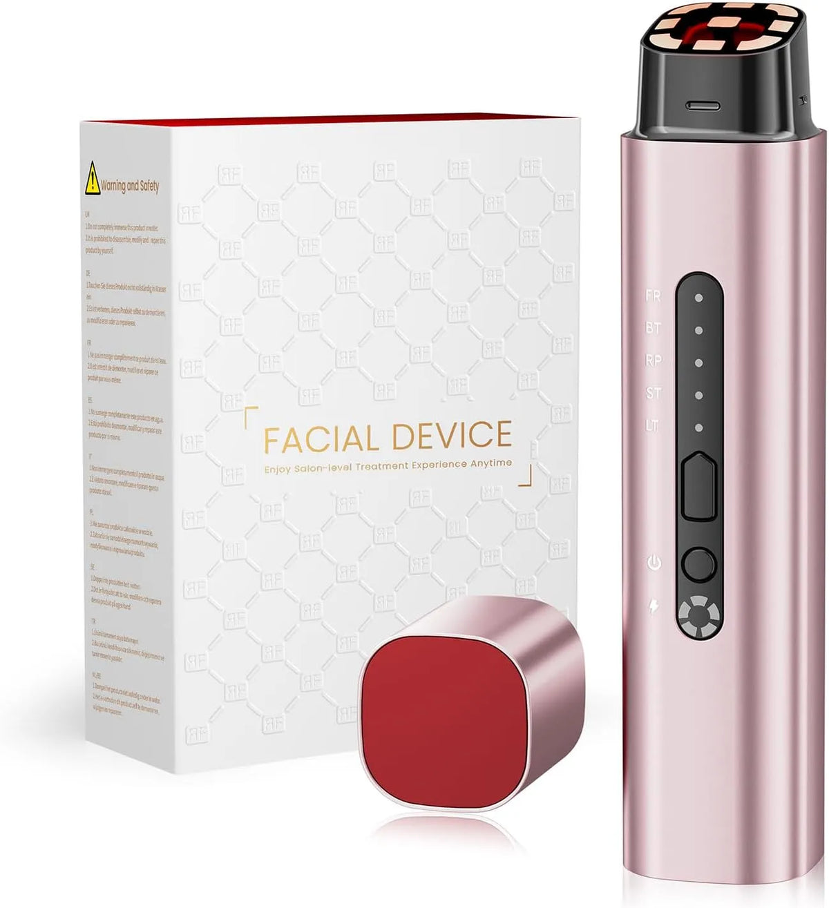 5-in-1 Roségold, Radiofrequenz, EMS & Lichttherapie, Straffendes Lifting für Gesicht & Hals