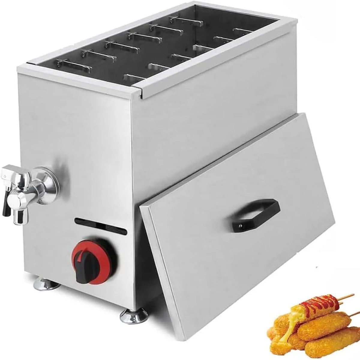 Wurstfrittiergerät, Wurstbratgerät, Stickmaschine, Fritteuse, Stickautomat, 21 L, gewerblich, Restaurant, für Restaurant