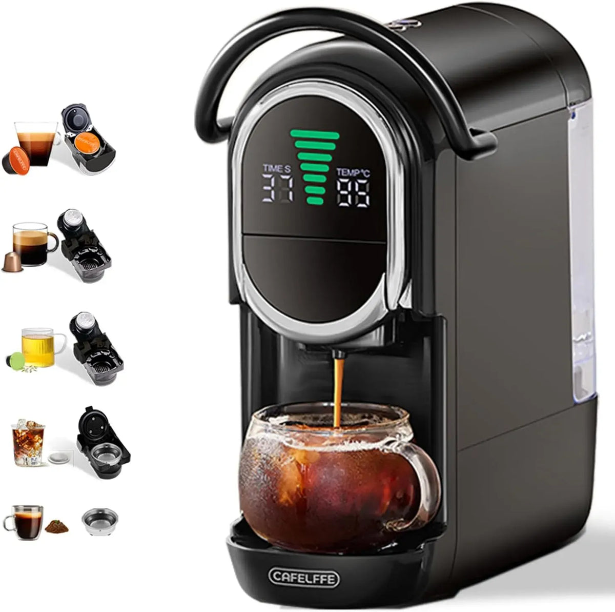 Kaffeemaschine, 19 Bar Druck, Nes Original/DG/ESE/gemahlen kompatibel, 7 einstellbare Wasserstufen