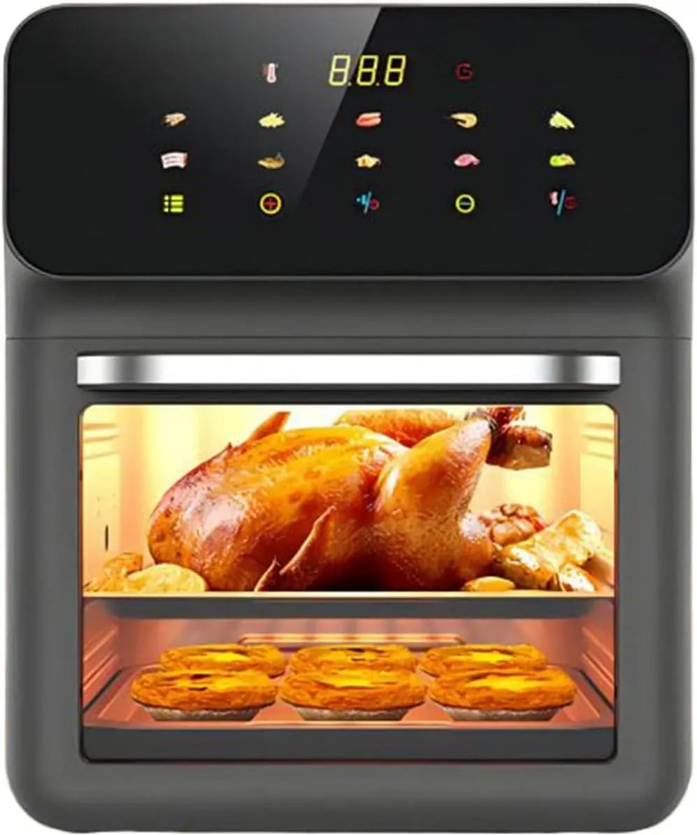 Heißluftfritteuse, 0 bis 200 °C, Pizza, elektrische Fritteuse ohne Öl, Air Fryer Toaster Ofen Kombi 0°C-200°C Kochen