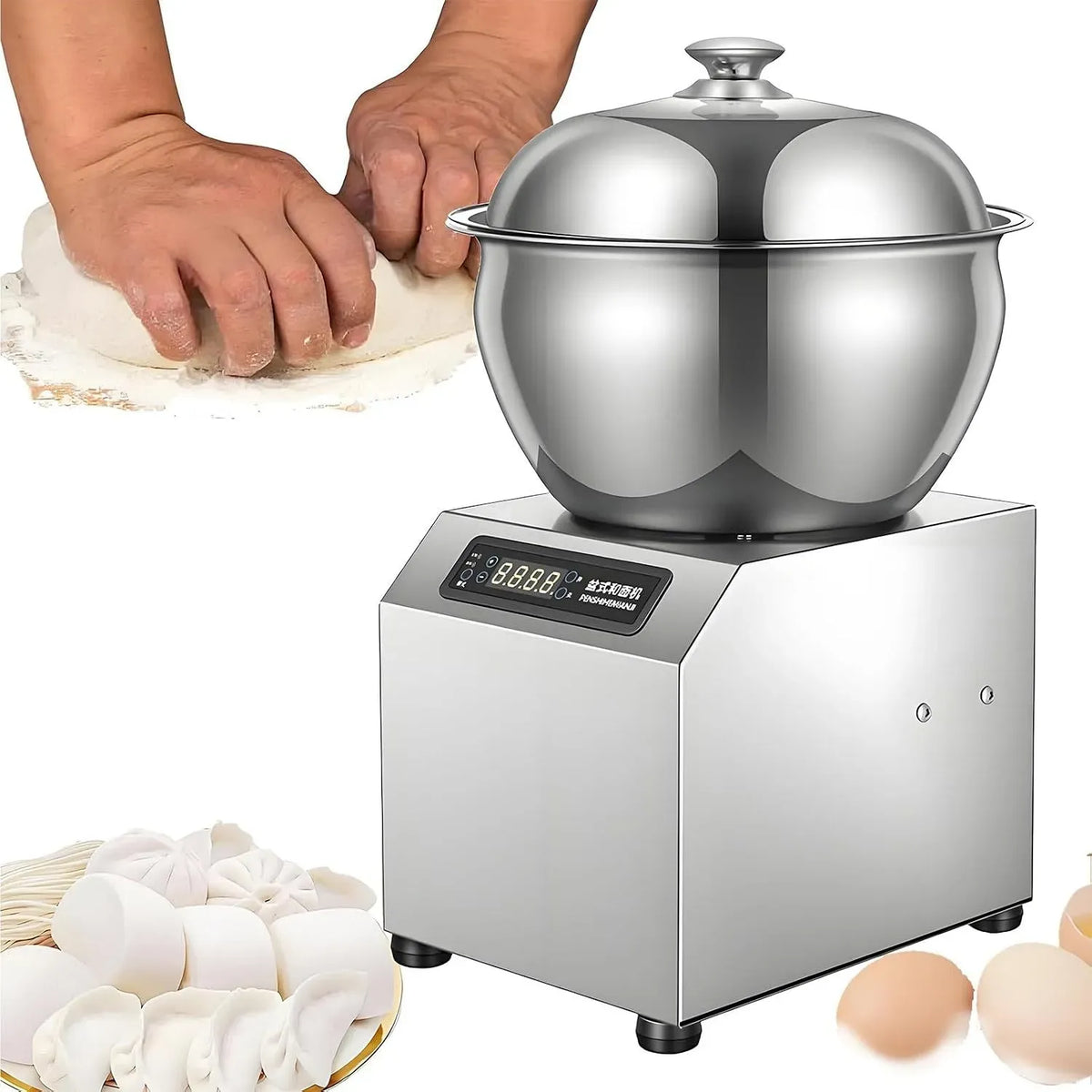 Teigknetmaschine, 2200 W, 5 kg, Timer, gewerblich, Restaurant, 2 Temperaturzonen, Edelstahl, für Restaurant Und Pizzeria 5kg