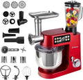 Küchenmaschine, 8 L, 2100 W, LEHMANN, Touch-Bedienung, Pizza, Rot, Planetarische Knetmaschine für Brot- & Pizzateig, Touchdisplay, 1,5-Liter-Mixer