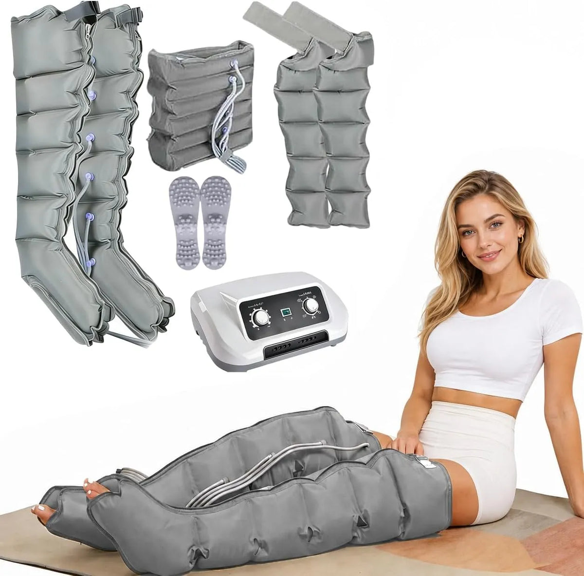 6-Kammer 0-30min Lymphdrainage Gerät, Beinmassagegerät, Timer