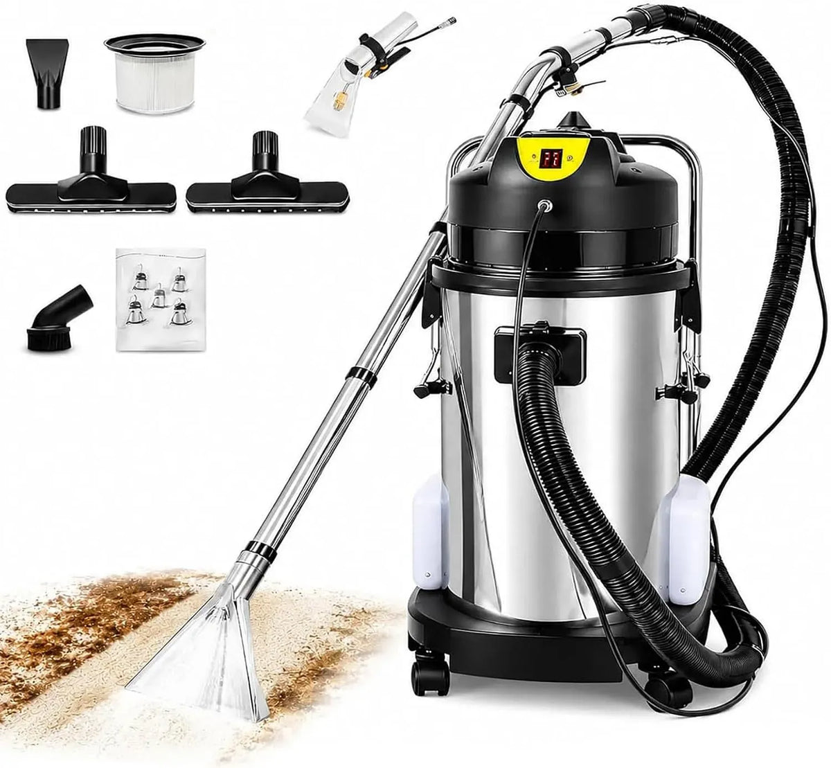 3-in-1 Nass-Trocken-Sauger, Teppichreiniger, Tiefenreiniger, Teppich- und Polsterreinigungsgerät, 40 L, 1034 W, tragbar, Dampf, für Polster