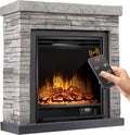 3D-Flammeneffekt Elektrokamin, Standkamin, Heizung, elektrischer Kamin, 1800 W, Timer, Thermostat, 3D-Optik, Wärmefunktion, Grau