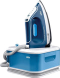 Braun IS 2565 Dampfbügelstation, Dampfbügeleisen, elektrisches Bügeleisen, 1,5 L, 2400 W, 6,5 bar, 430 g, großer Wassertank, 3D-Optik, Blau