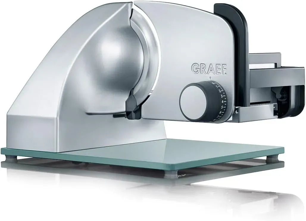 GRAEF M20 Kondensatormotor, Schneidemaschine, Vollstahlmesser, Allesschneider, Schneidemaschine für Lebensmittel, 170 W, 170 mm, 20 mm, Silber